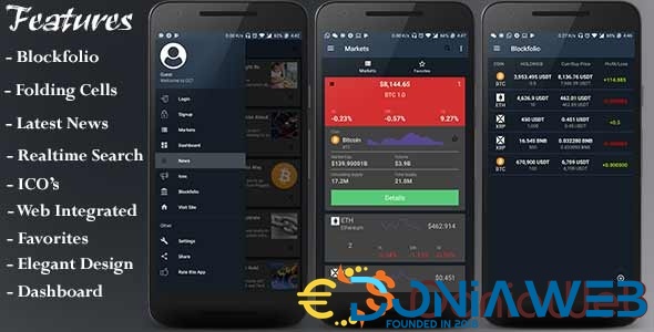 CCT - Crypto Currency Tracker Android App | Blockfolio | ICO's | Admob Ads | Notifications | News