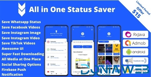 More information about "All in One Status Saver – Whatsapp, Facebook, Instagram, TikTok, Twitter + Admob & Facebook Ads v6"