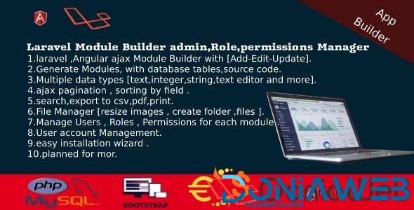 Dashboard Builder - CRUD,Users,Roles,Permission,Files Manager,Invoices