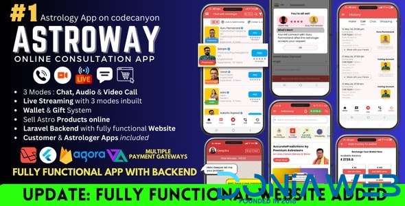 Astroway - Astrology Consultations, Chat, Audio/Video Calls, Live Streaming | Web & Backend Included