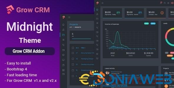 Midnight - Grow CRM Dark Theme - Addon