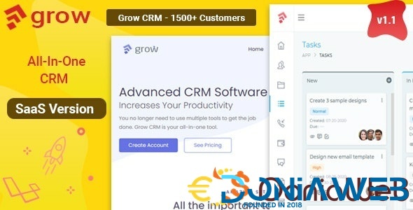 Grow CRM SaaS - Laravel Project Management - Multitenancy