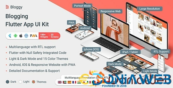 Bloggy - Blogging Flutter App (Android, IOS, PWA Responsive Website)