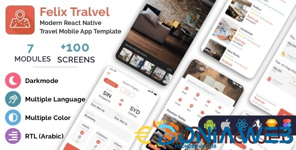 Felix Travel - mobile React Native travel app template