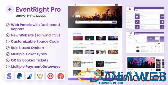 EventRight Pro - Ticket Sales and Event Booking & Management System with Website & Web Panels (SaaS)