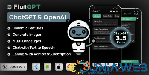 More information about "FlutGpt - ChatGPT Flutter Full Application | Art Generator | ADMOB | Subscription Plan"