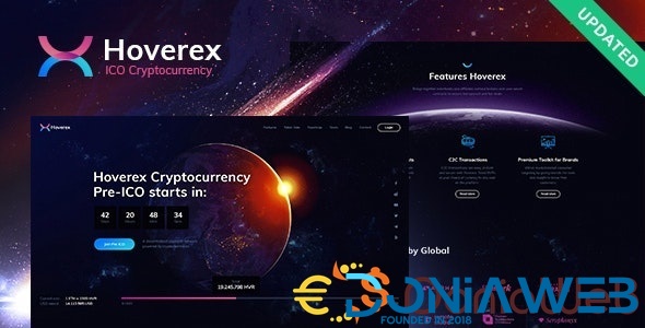 Hoverex | Cryptocurrency & ICO WordPress Theme + Spanish