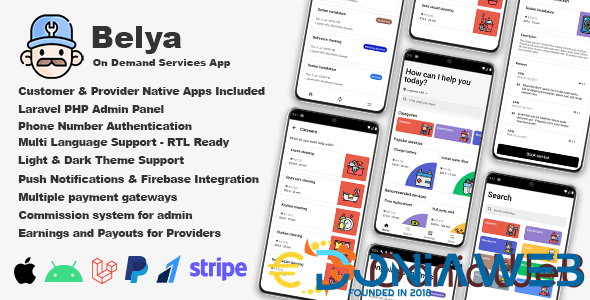 Belya - On Demand Service App | Customer & Provider Apps with Admin Panel