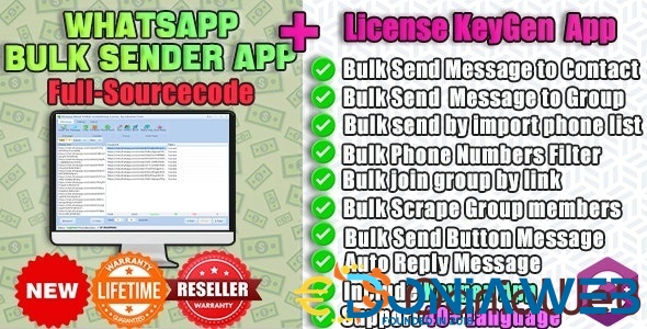 Whatsapp Bulk Sender | Group Sender | Auto Reply+KeyGen-Full Reseller