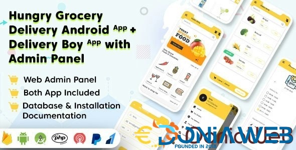 Hungry Grocery Delivery Android App and Delivery Boy App with Interactive Admin Panel