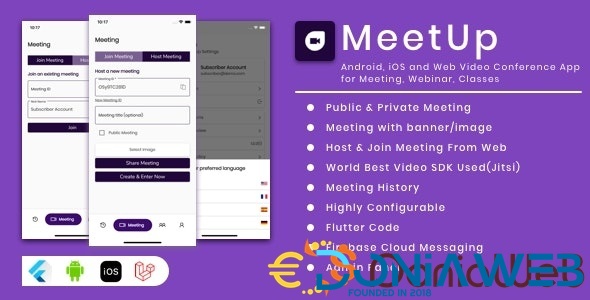 MeetUp - Android, iOS and Web Video Conference App for Meeting, Webinar, Classes