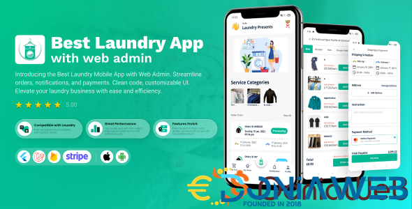 Laundry Flutter App with Admin panel | laundry booking system | Quick wash |On-Demand Laundry