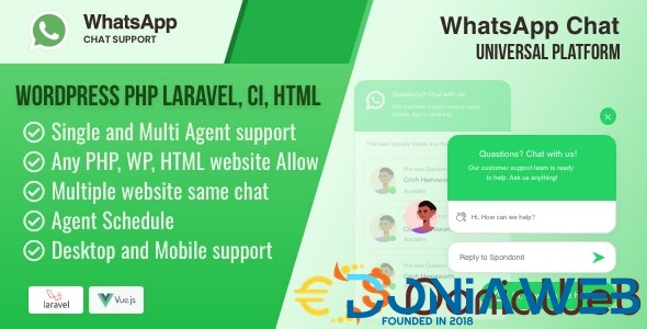 WhatsApp Chat - Universal Platform WordPress PHP & HTML Standalone Software