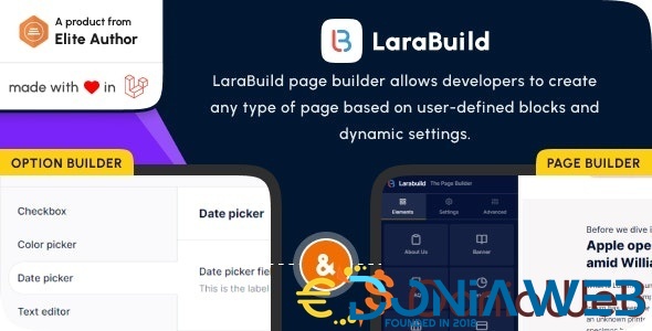 LaraBuild - Laravel Drag and Drop Page builder and Settings Builder Package