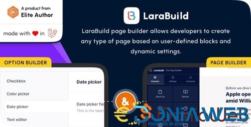 More information about "LaraBuild - Laravel Drag and Drop Page builder and Settings Builder Package"