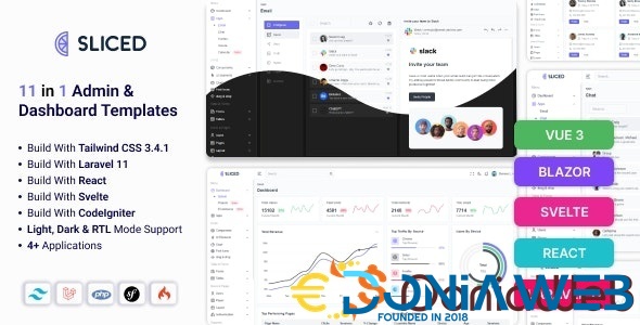 Sliced - Laravel 11, React, Svelte, Blazor, Vue, Symfony & Tailwind CSS Admin & Dashboard Template
