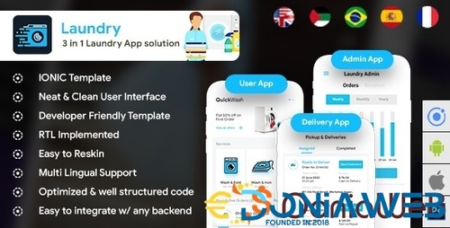 More information about "Quickwash - 6 App Template| Laundry Booking App| Single Vendor Laundry App| Laundry Ordering App"