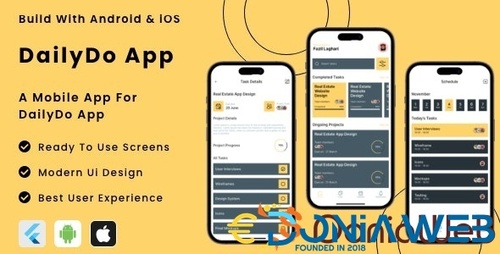 More information about "DailyDo App - Online Daily Task Manager App Flutter | Android | iOS Mobile App Template"