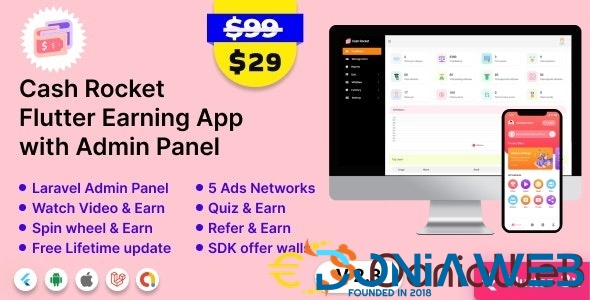 Cash Rocket – Flutter Online Earning App with Admin Panel