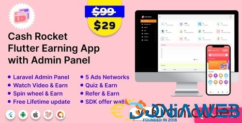 More information about "Cash Rocket – Flutter Online Earning App with Admin Panel"