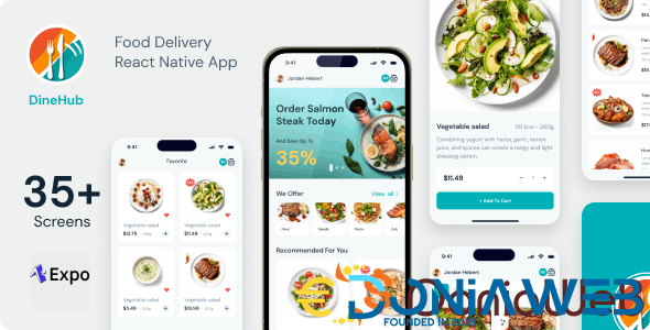 DineHub - Restaurant Food Delivery App | Expo SDK 49.0.13 | TypeScript | Redux Store