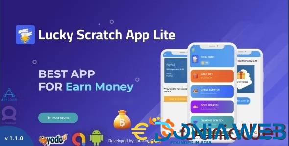 Lucky Scratch to Win Android App Lite with Earning System - Admin Panel (Admob + Applovin + Yodo1)