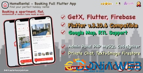 More information about "HomeRental - Booking Properties Full Flutter App with Chat | GetX | Web Admin Panel"