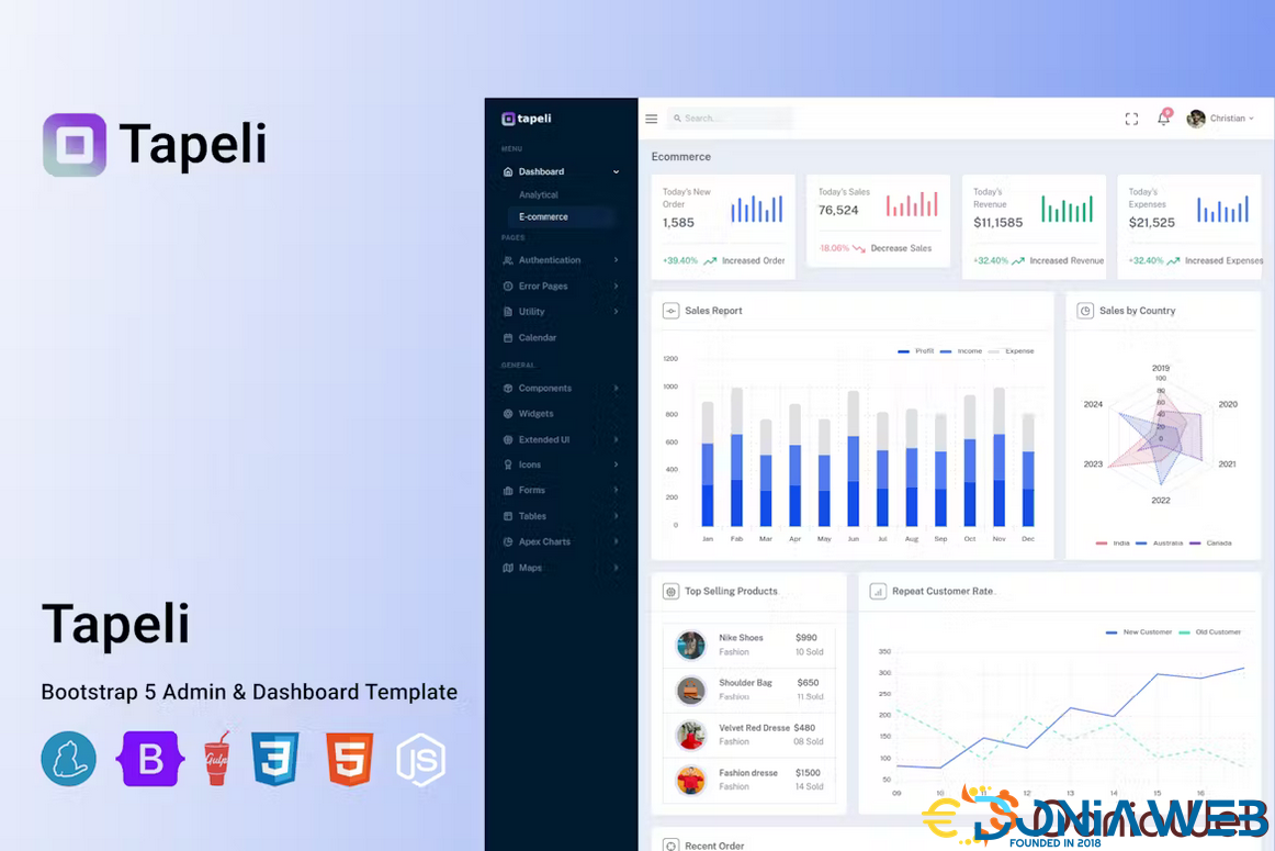 Tapeli - Responsive Bootstrap 5 Admin UI Kit