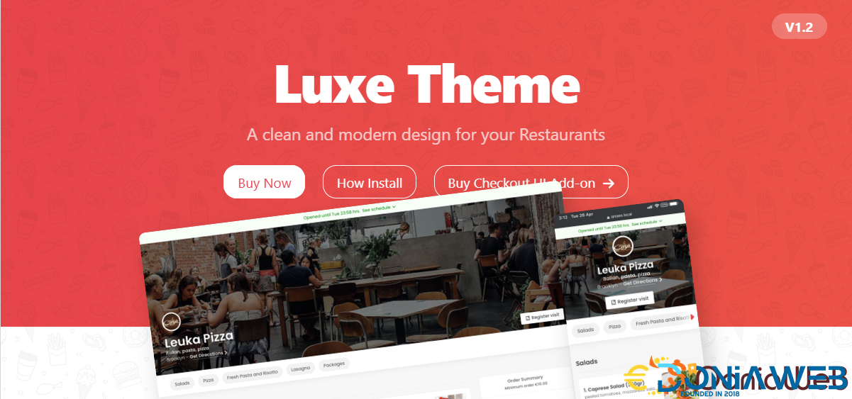 Luxe theme - Pluguin Foodtiger, QRmenu & WhatsappFood