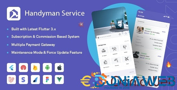 Handyman Service - On-Demand Home Service Flutter App with Complete Solution + ChatGPT