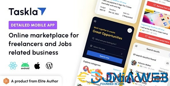 Tasklay - Freelancer Marketplace React Native APP