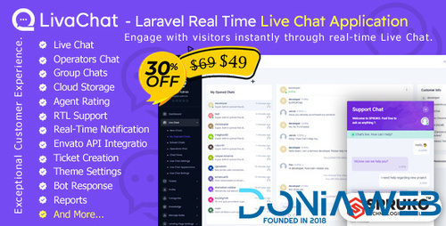 More information about "LivaChat - Laravel Real Time Live Chat Application"