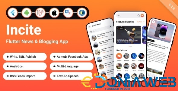 Incite - Short News App & Web, Blog App with Laravel Admin Panel for Android & iOS