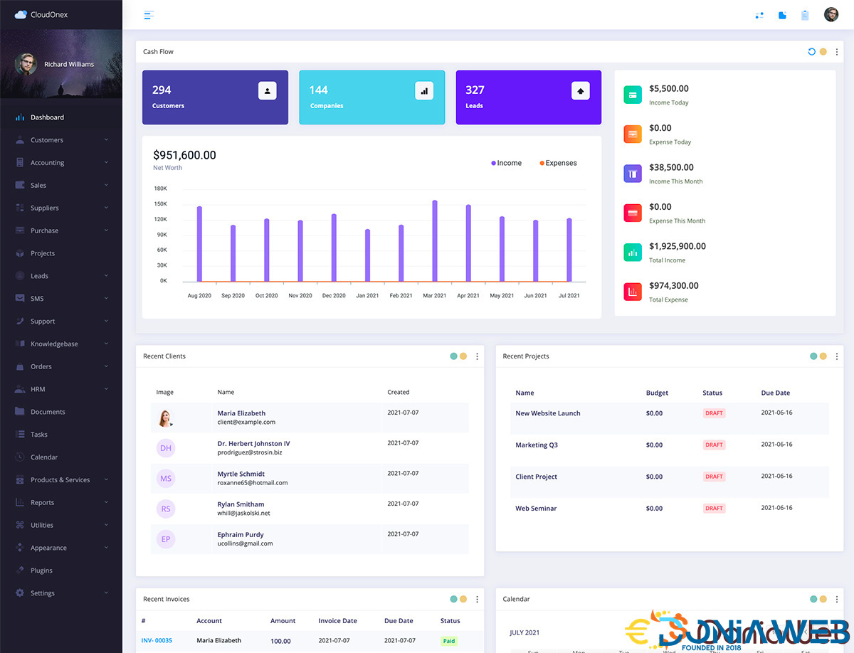 CloudOnex Business Suite - Customizable CRM, Billing, Accounting & Project Management Software