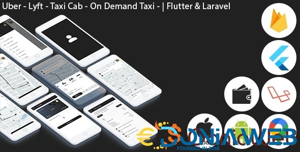 Uber - Lyft - Taxi Cab - On Demand Taxi | Complete Solution | Flutter (Android+iOS) | Laravel