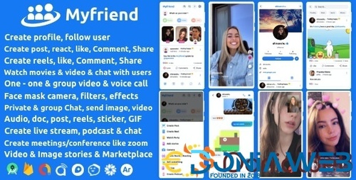 More information about "Myfriend - Friend Chat Post Tiktok Follow Radio Group ecommerce Zoom Live clone social network app"