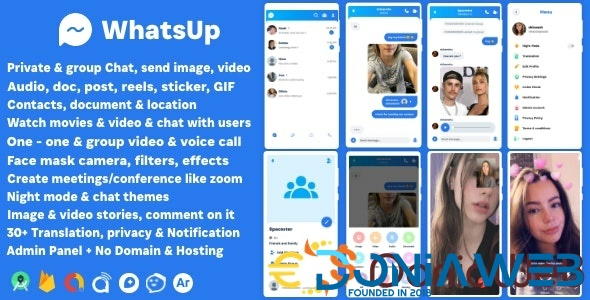 WhatsUp - WhatsApp Clone Chat Groups Video & Audio Call Zoom Watch Party Chatting Social Network App