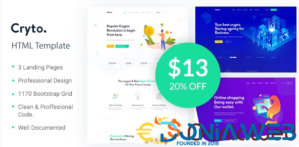 Cryto - Bitcoin & Cryptocurrency Landing Page HTML Template