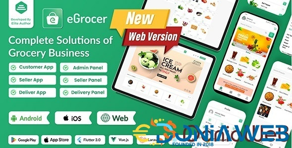 eGrocer - Online Multi Vendor Grocery Store, eCommerce Marketplace Flutter Full App with Admin Panel