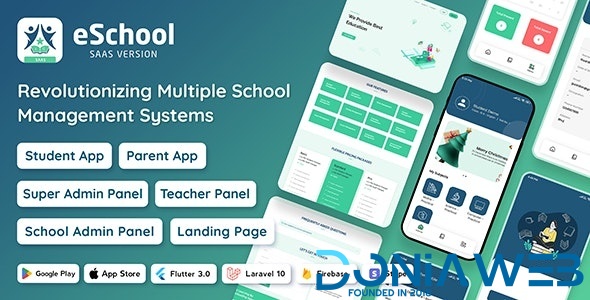 eSchool SaaS - School Management System with Student | Parents Flutter App | Laravel Admin