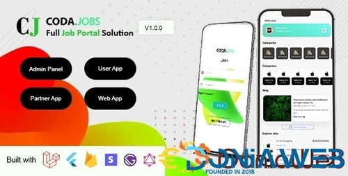 More information about "CodaJobs - Job Portal Full Solution with User and Partner (Company) Flutter App, Web and Admin Panel"