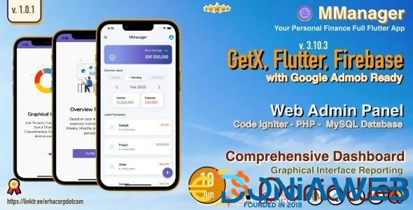 MManager Personal Finance Full Flutter App, with Chart Report | GetX | Web Admin Panel