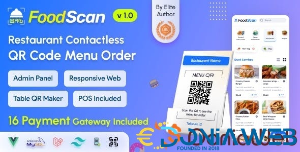 FoodScan - Qr Code Restaurant Menu Maker and Contactless Table Ordering System with Restaurant POS