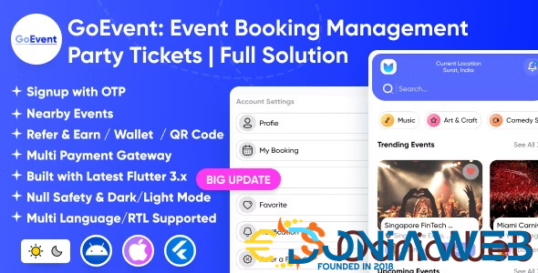 GoEvent - Event Booking Management | Event Planner | Ticket Booking | Flutter Full Solution App