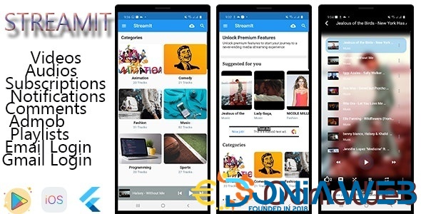 StreamIt - Audio & Video Streaming App for Android and IOS platforms