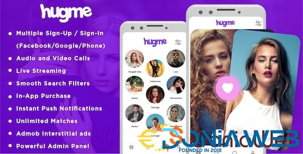 Hugme - Android Native Dating App with Audio Video Calls and Live Streaming