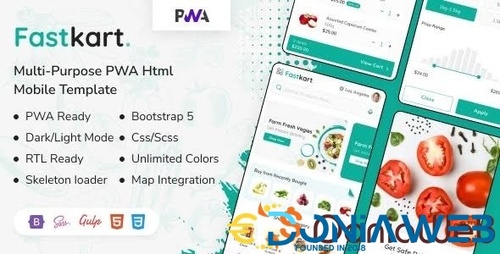 More information about "Fastkart - Online Ecommerce Grocery & Food Delivery Supermarket HTML Mobile PWA Template"