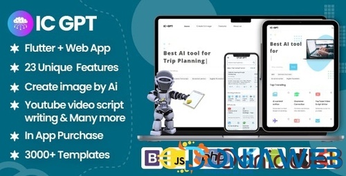 More information about "ICGPT- GPT AI Writing Assistant, Image Generator & Content Creator Flutter App + WEB version + Admin"