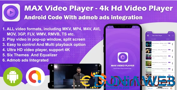 Android Max Player - 4k HD Video Player with Admob Ads (version-2)