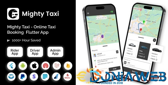 MightyTaxi - Flutter Online Taxi Booking Full Solution | User App | Admin Laravel Panel | Driver app